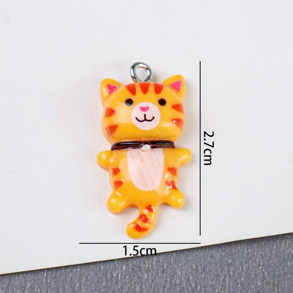 DW08 20 Stück 15x28mm Tollpatschig Entzückende Persönlichkeit Cartoon Niedliches Katzen-Design 3D Harz Tieranhänger DIY Armband Handgemachter Schmuck