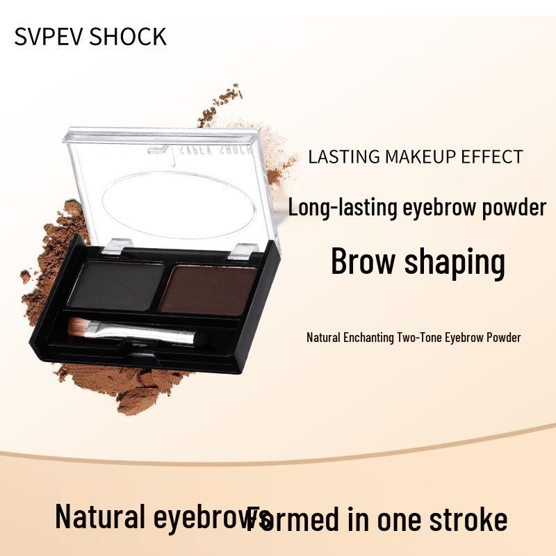 Vodotěsná a potuodolná tužka na obočí se stínovým krémem a štětečkem - Neslepuje se, Přirozená, Dvoubarevná