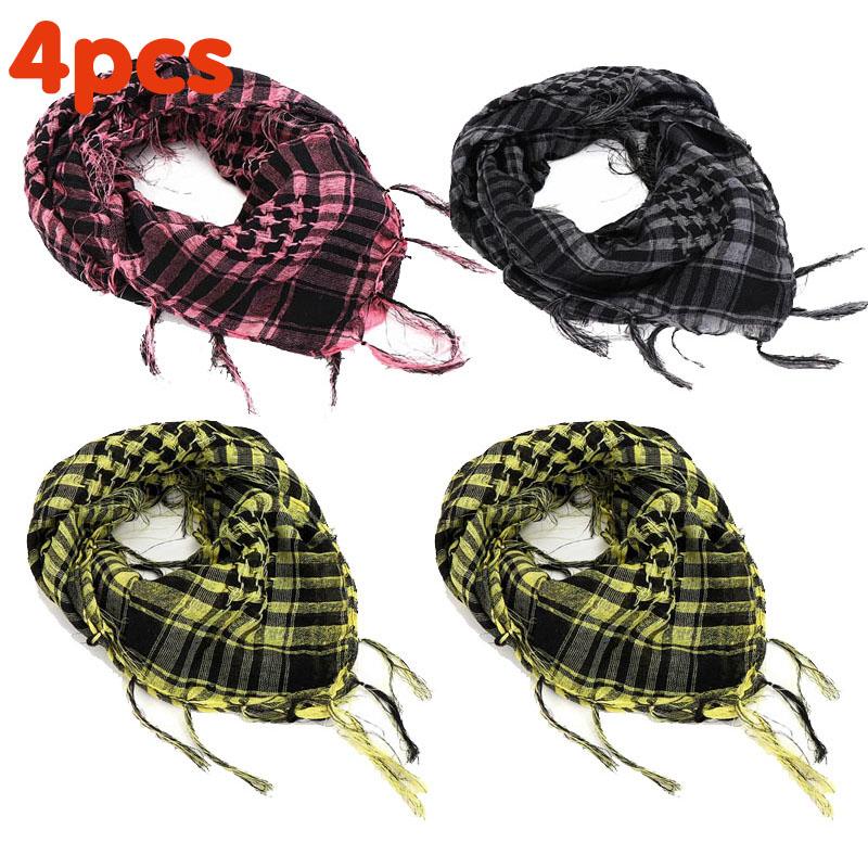 134Pcs Unisex Lightweight Plaid Fringed Arabian Desert Scarf Soft Tactical Scarf Men Ladies Turban Shawl Airsoft Pain