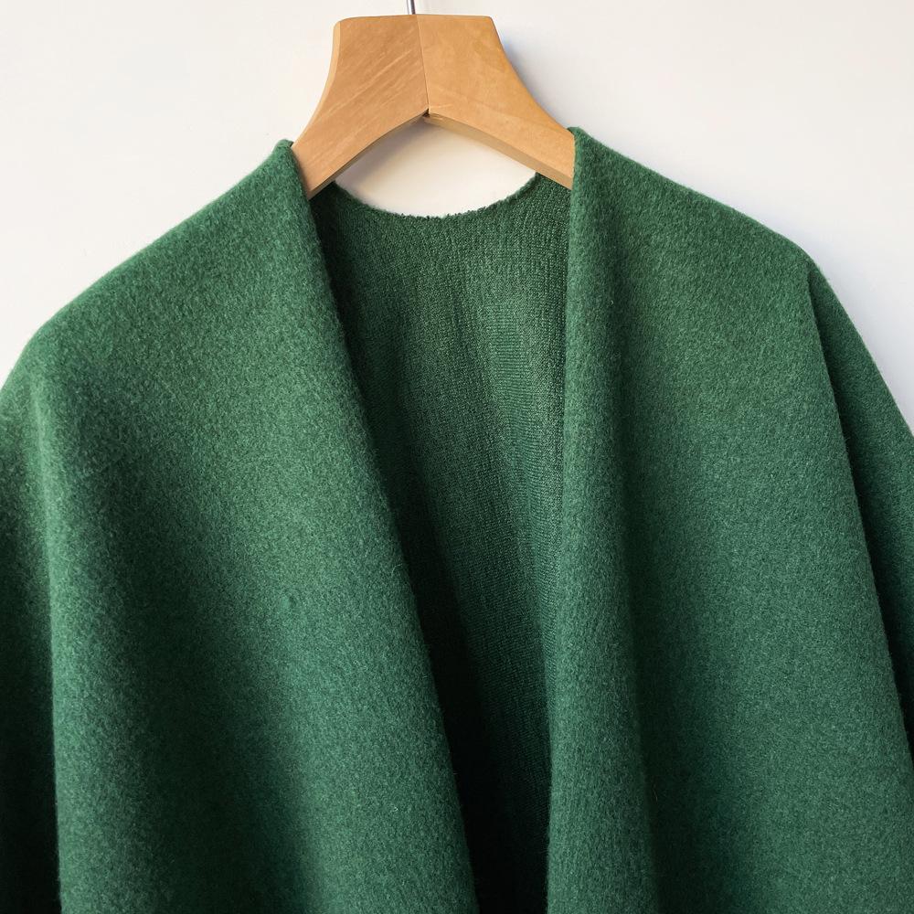 Solid Color Shawl Air Conditioner Premium Sense Double-sided Imitation Cashmere Shawl External Travel Wear Warm Cape Cloak