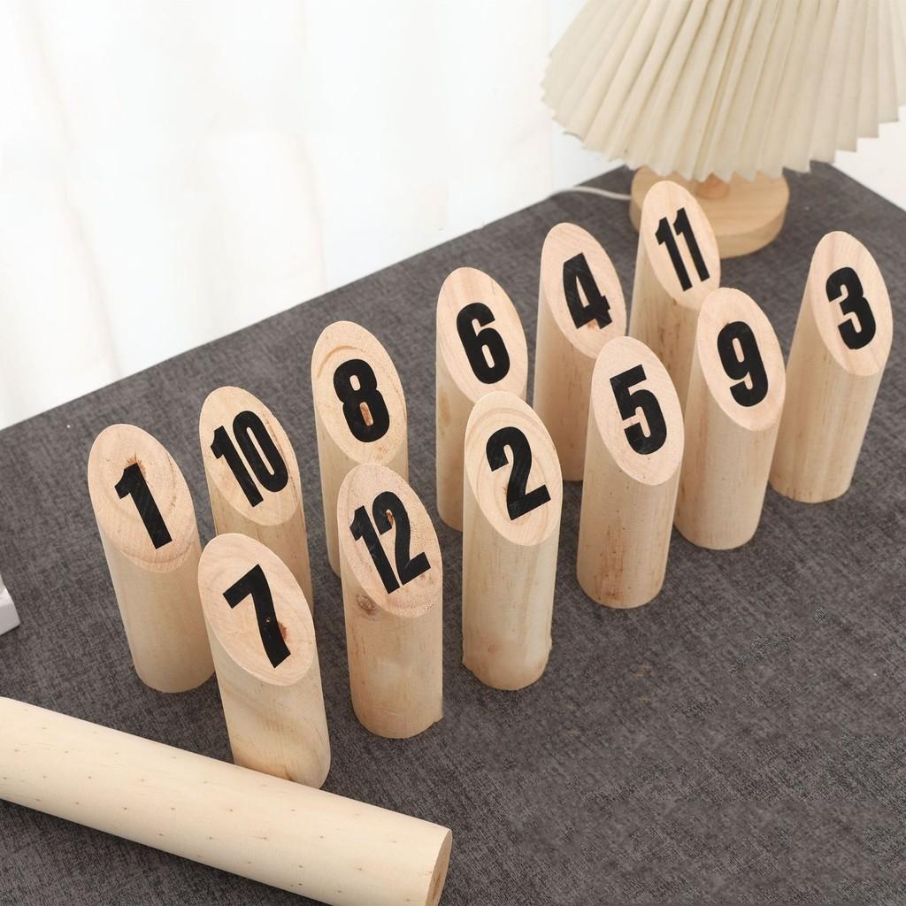 Finland Kubb Wooden Toy Outdoor Childrens Number Bowling Game For Kids