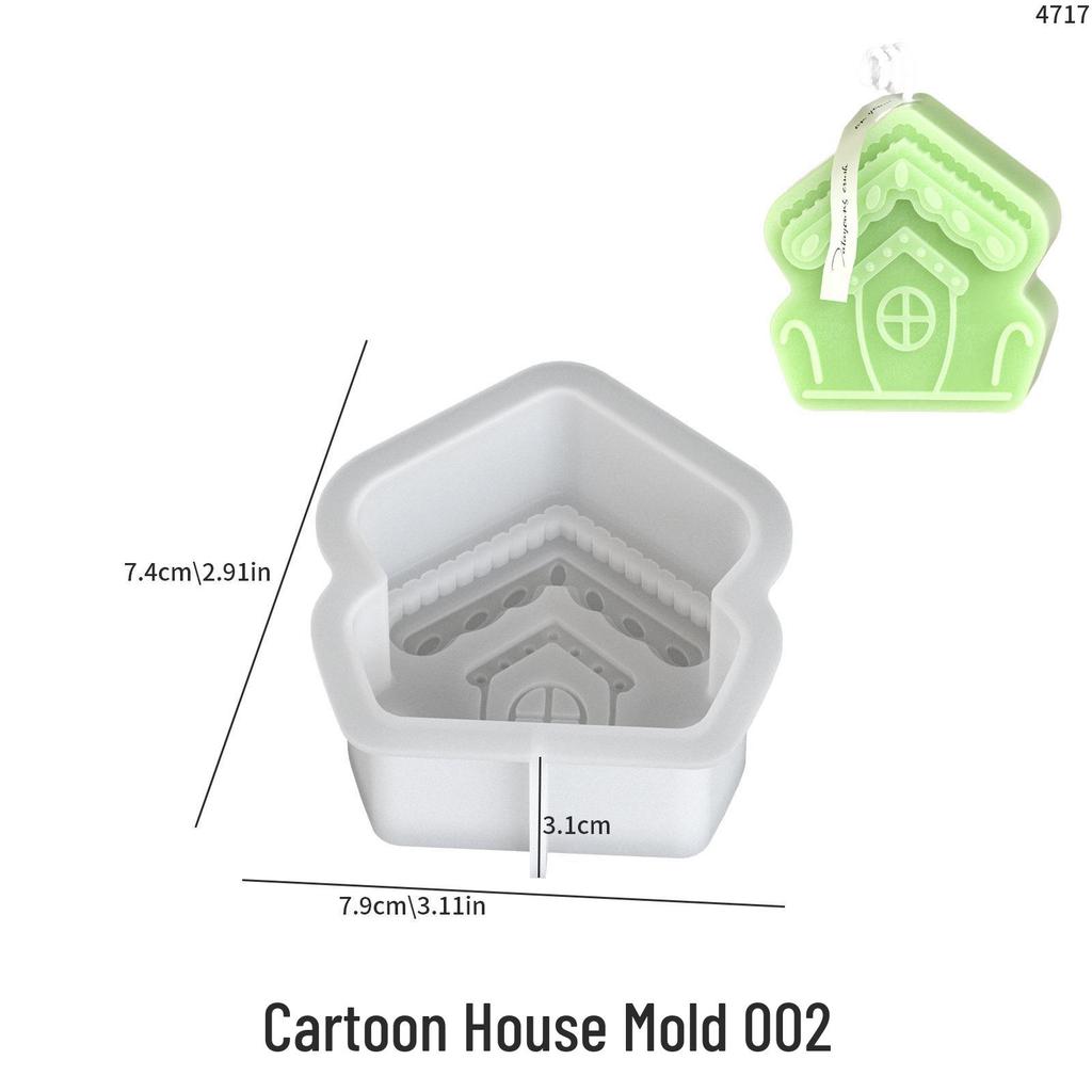 Poppy Q Cartoon House Candle & Aroma Stone Silicone Mold for DIY Decorations