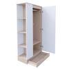 Wardrobe 70*40*170cm, Single-Door Design, with Shelves and Drawers, Natural Wood Color + White (Old SKU: LDB00308AAN)