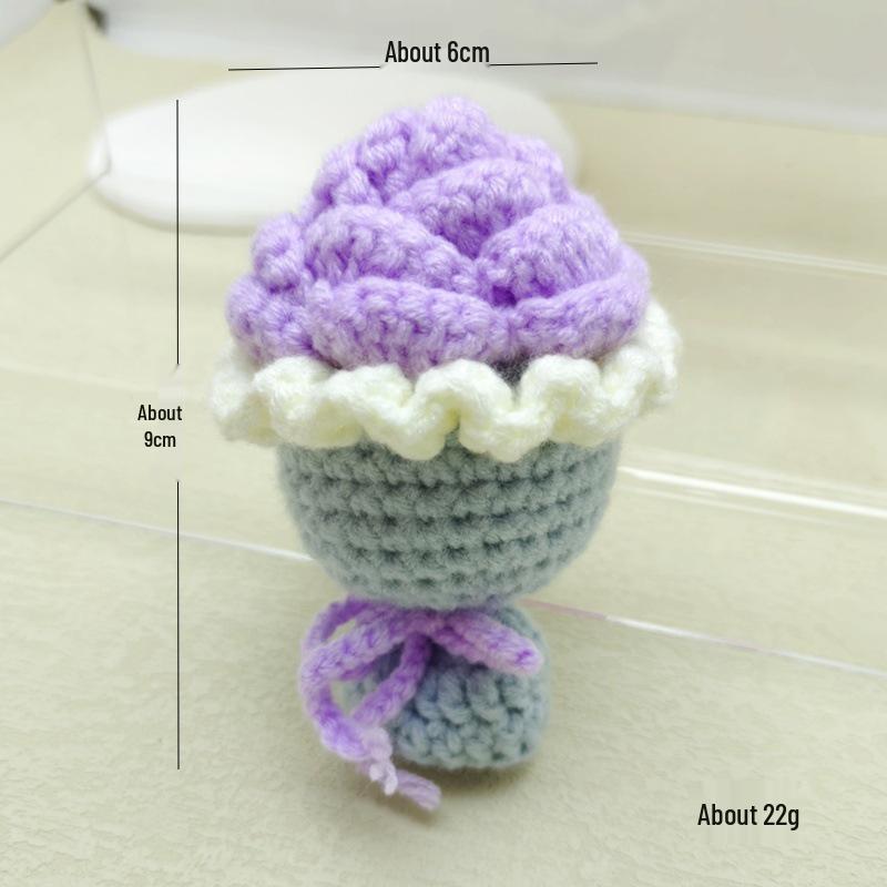 Kreativer DIY Häkelrose Blume Schlüsselanhänger Plüschtier Zubehör
