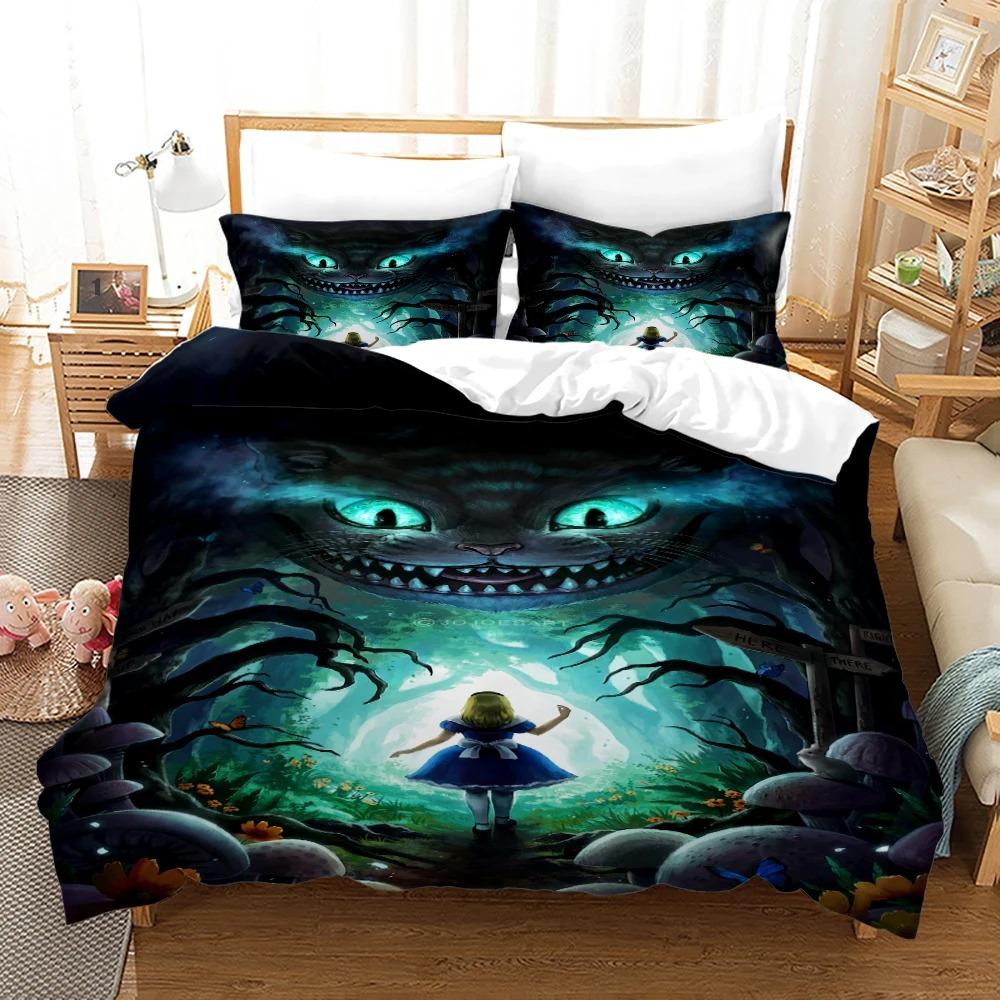 Anime Monster Sängkläder Set Enkelt Twin Full Queen King Size Djur Etikett Lejon Varg Sängset Vuxen Barn Sovrum Påslakanset