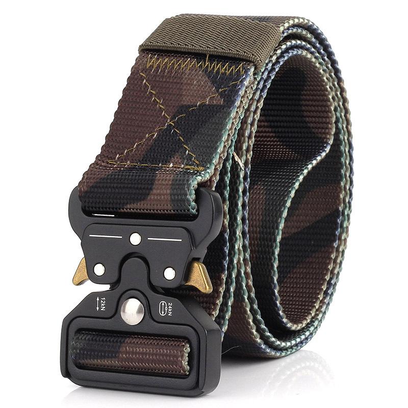 New Men'S Commuting Belt With Automatic Buckle Nylon Waistband, Outdoor Leisure Versatile Double-Layer Thick Belt
