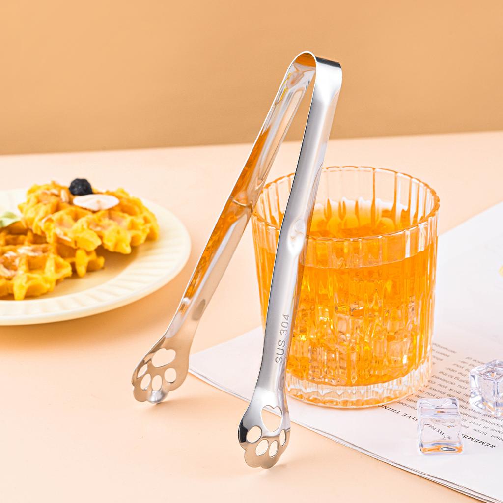 Multipurpose Ice Tongs 304 Stainless Steel Ice Cube Clip Thickened Non-slip Square Sugar Clamp Kitchen Bar Utensils