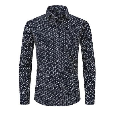 Men’s Plus Size Printed Long Sleeve Button-Up Shirt