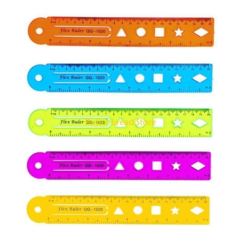W89C 4 Pcs/Set 15/20/30cm Straight Ruler Flexible Ruler Soft Ruler Bendable Ruler