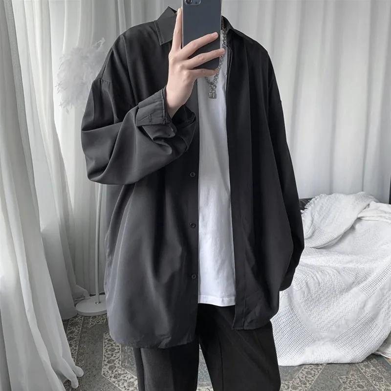Männer Koreanische Mode Langarm Shirts Herren Harajuku Übergroßen Hemd Männlich Button Up Shirts Blusen