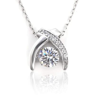 PLUSTER Dancing Stone Necklace Gift Box Set 925 Sterling Silver Cross Four Ladies Cubic Zirconia Rhinestone H&C (Jupiter)