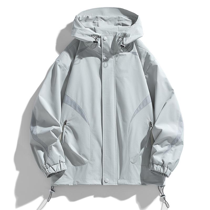 Casual Men's Spring and Autumn Jacket Men's Purple Hooded Loose Tooling