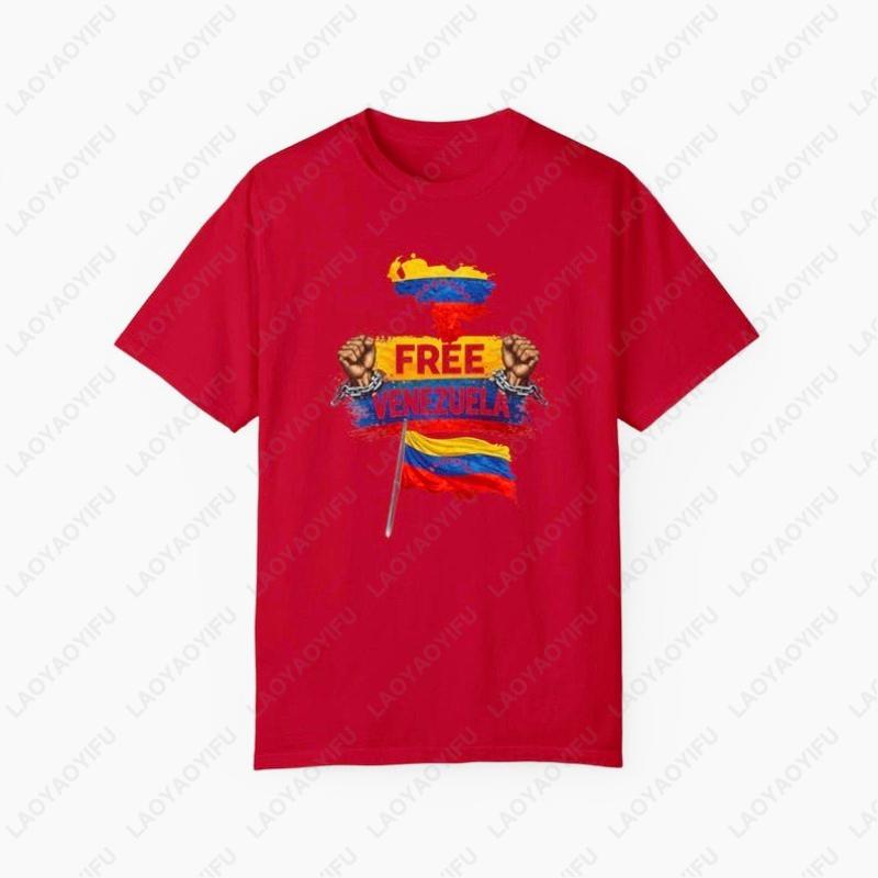 

Free Venezuela Graphic Unisex Adult Cotton Tshirt Peace Sovereignty Creative Trend Casual Style Oneck Printed Women Man Tops 4XL