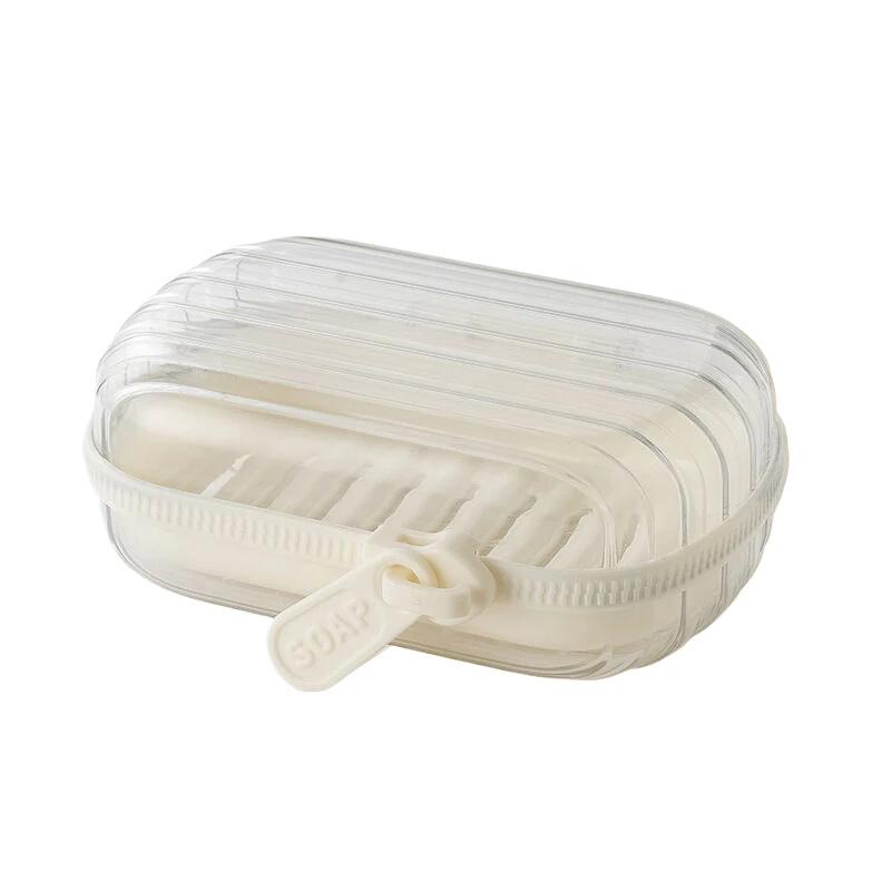 

Double-layer Draining Soap Box Creative Small Zipper Soap Box Portable Square with Lid Sealed and Leak-proof Travel Storage Box прозрачный