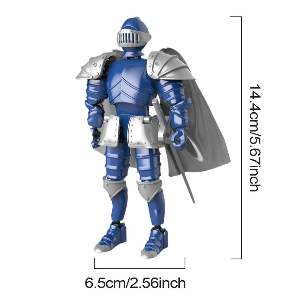 Knight Action Figures 3D Printed Movable Shapeshift Robot Toy Medieval Knight Collectible Figurine Multi-Jointed Action Figure
