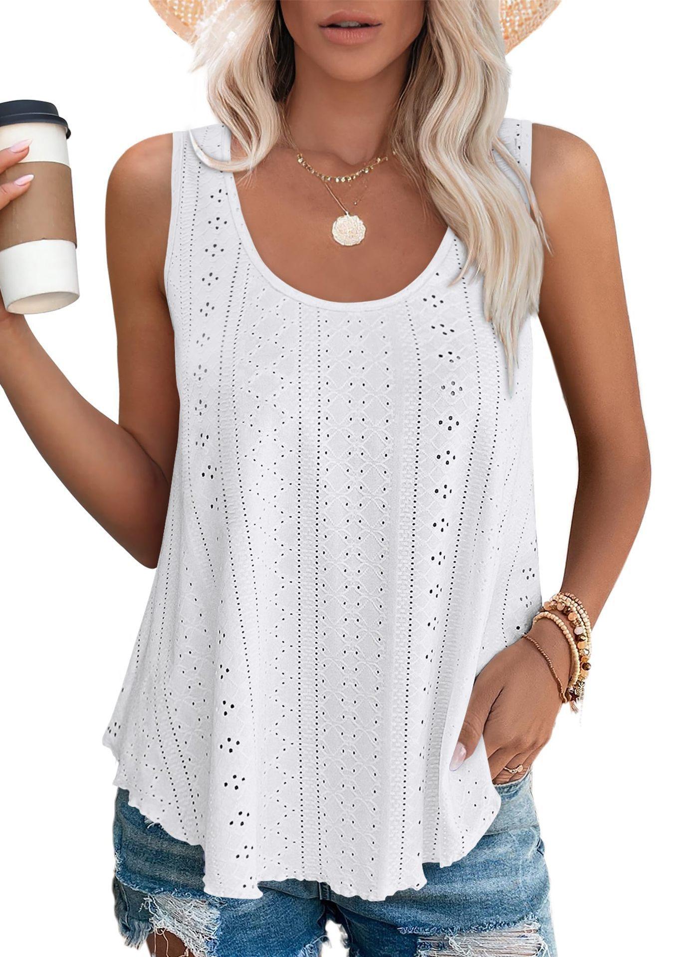 

Summer new casual round neck sleeveless solid color sling casual vest S