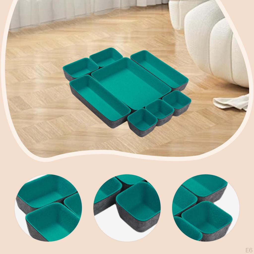 8 Pieces Felt Drawer Organizer Tray Containers Multipurpose Space Saving Dividers Desk