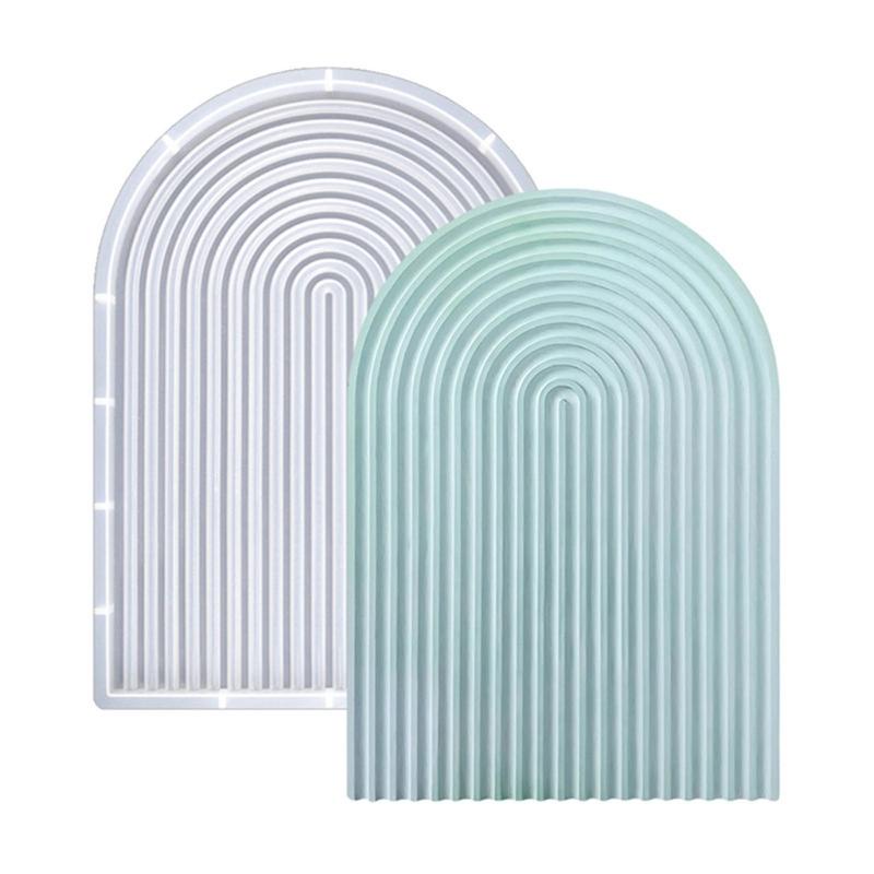 Striped Coaster Silicone Molds for Resin Casting Arch Door Coaster Tray Molds Epoxy Casting DIY Craft Cup Mat Resin Mold