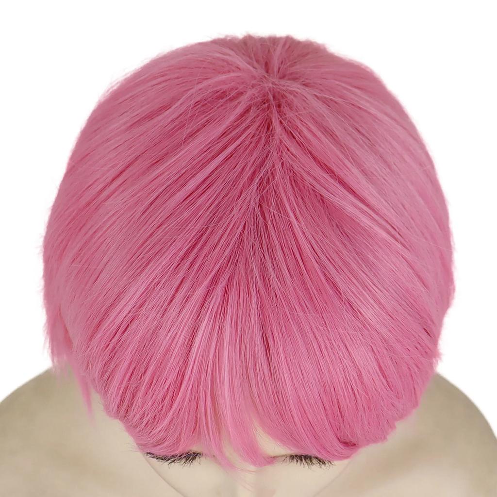 Short Pink Cosplay Wigs for Women Synthetic Hair Wig with Bangs Straight Anime Movie Costume Party Halloween Wig Drag Queen