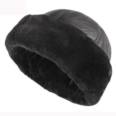 Cappello invernale spesso caldo da esterno da uomo in pelle di pelliccia nera berretto da sci da neve antivento maschile russo foderato in pile