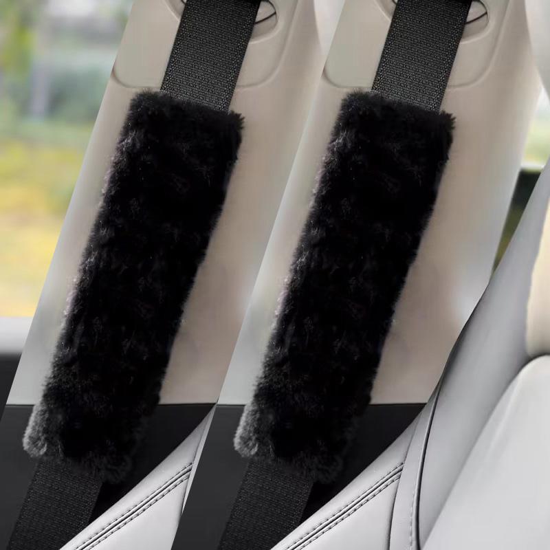 2pcs High Quality Long Plush Car Seat Belt Cover Cute Cartoon Panda Bear Imitation Rabbit Auto Safety Shoulder Pad Decrotion