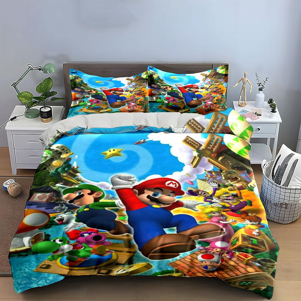 Characters from Mario franchise. Bedding sets Duvet cover sets Duvet covers Pillowcases(1 * Duvet Cover 2 * Pillowcases without duvet insert)