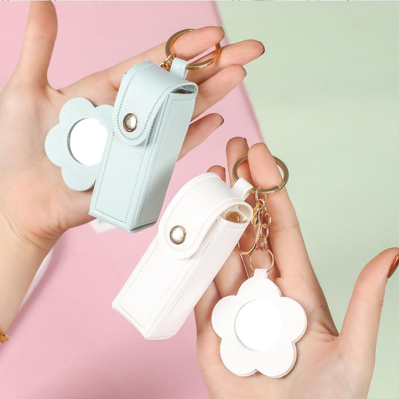 Travel Lipstick Bag with PU Leather Keychain Holder Keeps Lip Balm Safe and Accessible