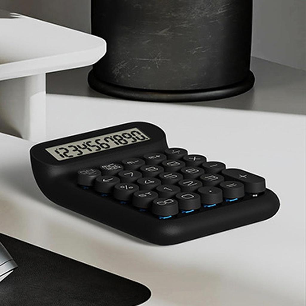 Luocute Mechanical Switch Auto Sleep Desktop Large LCD Display Black Calculator, 24-Key Calculator,