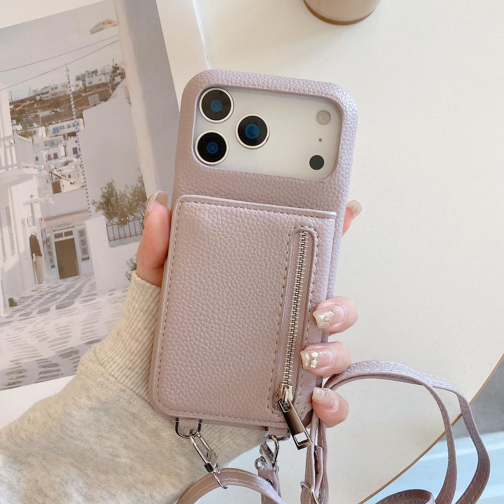 Crossbody Lanyard Phone Case with Zipper Mirror Wallet Card Holder Slot for iPhone 17 Air 16 15 14 11 Pro Max 13 12 11 Plus