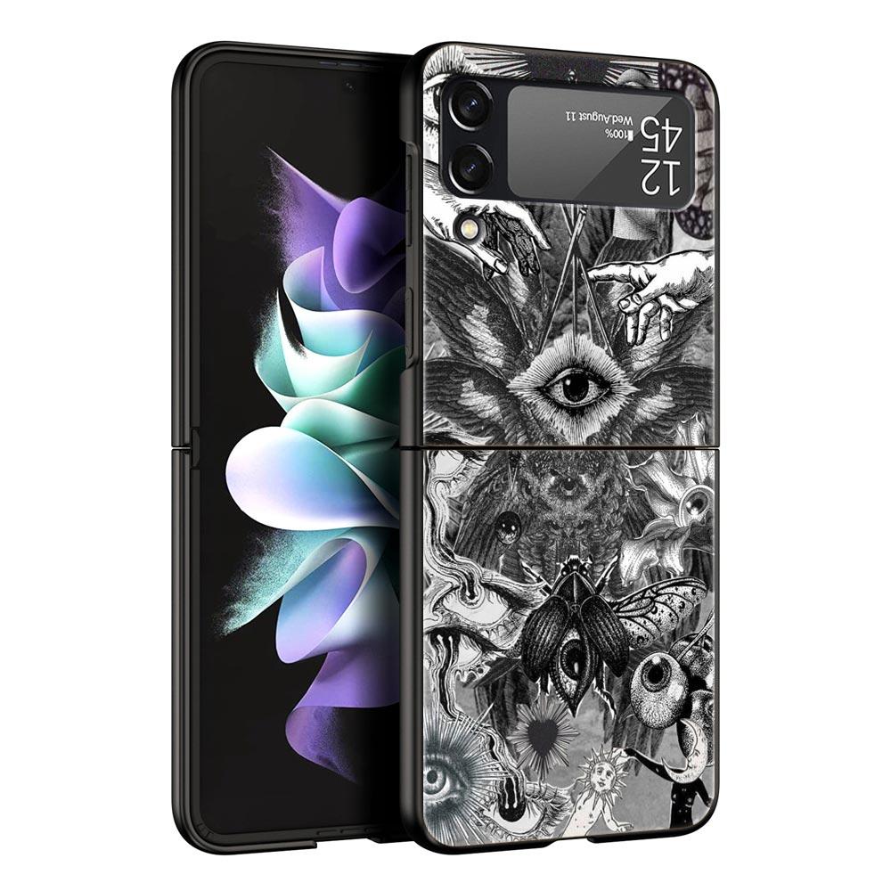 

Жесткий ПК чехол для телефона Samsung Galaxy Z Flip 7 6 5 4 Черный чехол для Galaxy Z Flip 3 Складные Fundas Модный Крутые Глаза Креативный Z Flip