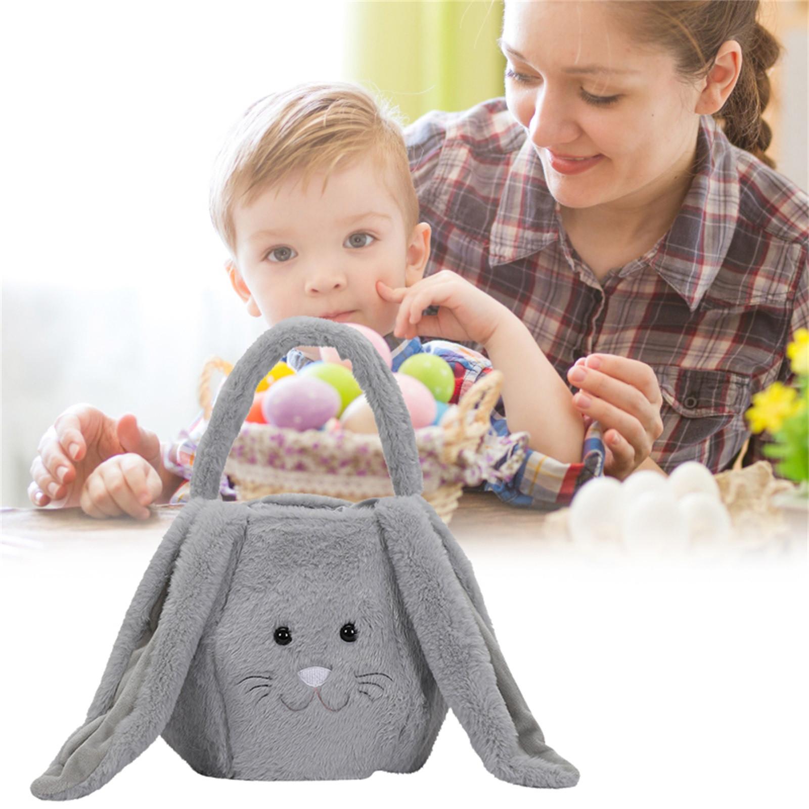 

Пасхальная корзина Праздничный кролик Банни с принтом на холсте Подарочная сумка для конфет One Size