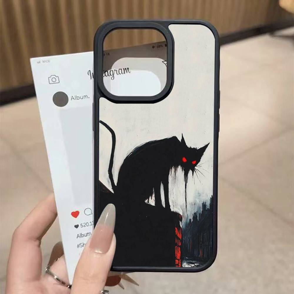 

Темный Забавный Монстр Кот Жесткий Пластиковый Чехол Для Телефона Для Iphone 17 Air 16 15 14 13 12 11Pro Max PC TPU Чехол iPhone 17 pro
