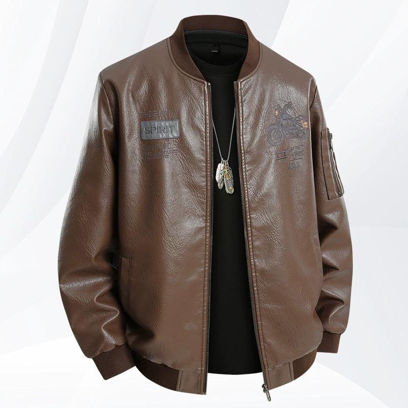 

PU Leather Jacket Men Coats Spring Black Oversized 6XL 7XL 8XL Plus Size Street Motorcycle Autumn Hip Hop Waterproof Softshell 8XL коричневий