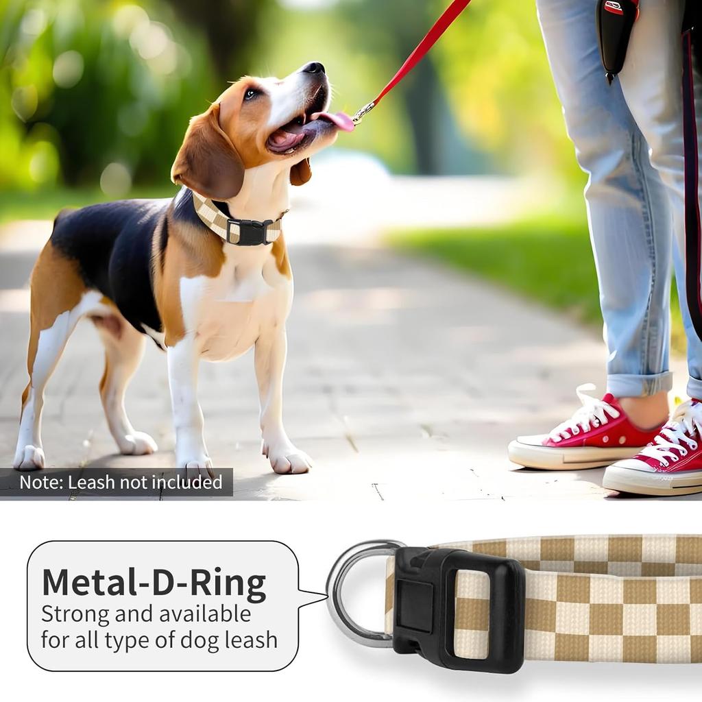 Dog Collar, Cute Puppy Collar, Funny Pet Collar, Adjustable Soft Dog Collars for Large Dogs Green White Plaid