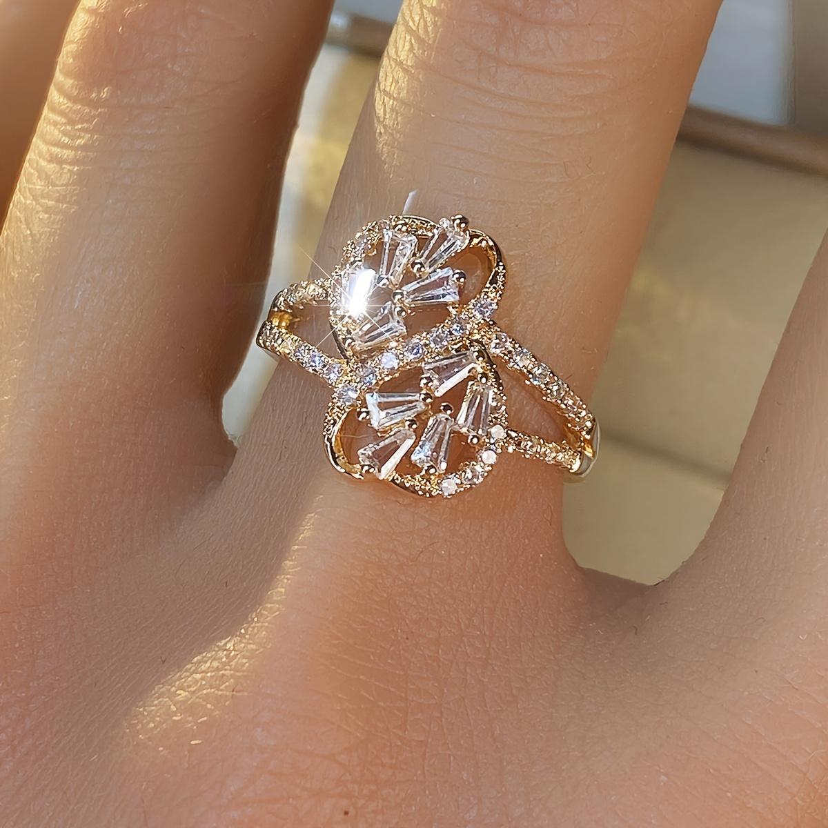 Hollow Heart Micro-Inlaid Zircon Ring Fashionable and Unique Women s Ring 6