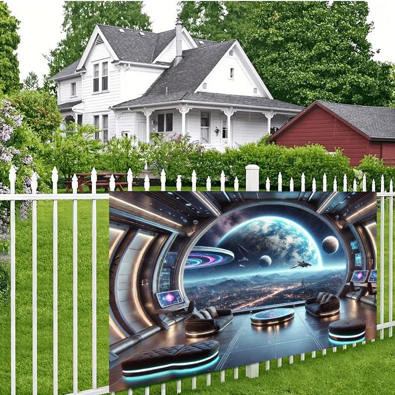 Futuristic Space Lounge Tapestry: Galactic Living ExperienceWall Decoration Background Cloth, Bedroom Room Home Decoration