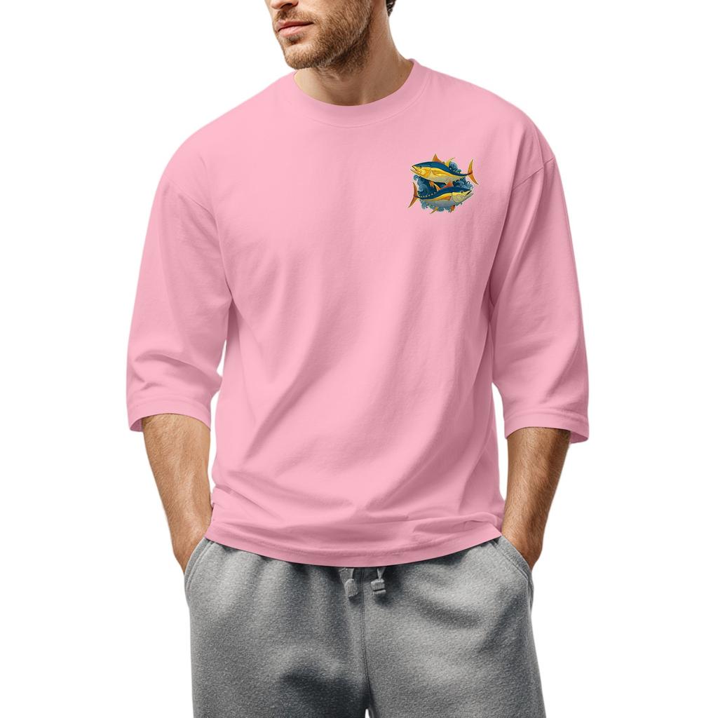 Men'S Round Neck Three-Quarters Sleeve Top Casual Fashion T-Shirt