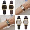 Square Minimalist Quartz Watch Women Petite Wrist Retro Synthetic Leather Strap