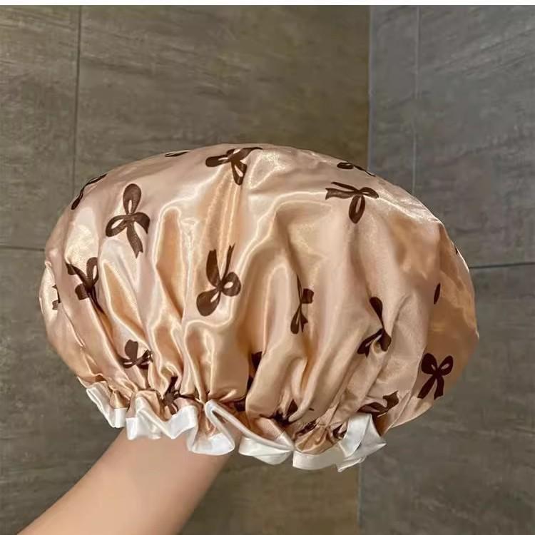 Double-Layer Waterproof Shower Cap for Women & Kids - Anti-Wet & Anti-Oil Smoke Hair Protection Mask 2025.