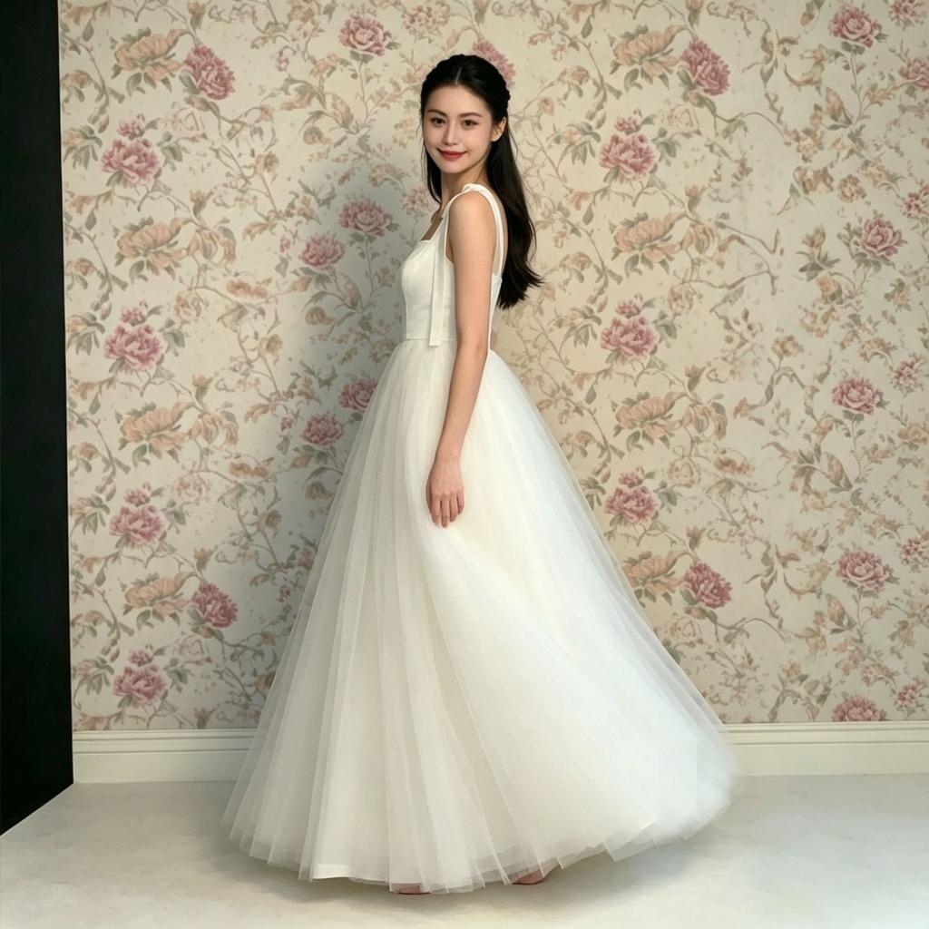 Light Wedding Dress French Suspender 1011 New Bridal Wedding Travel Photography Certificate Small White Dress Mesh Fluffy Dress