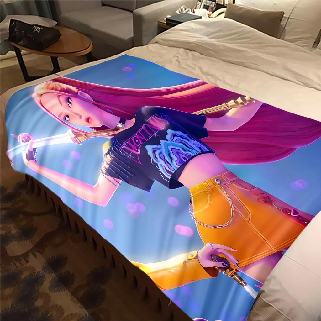 KPop Demon Hunters Flannel Blanket Print, Warm Soft for Sofa Bed Chair, Perfect for Travel Picnic -HYQ7