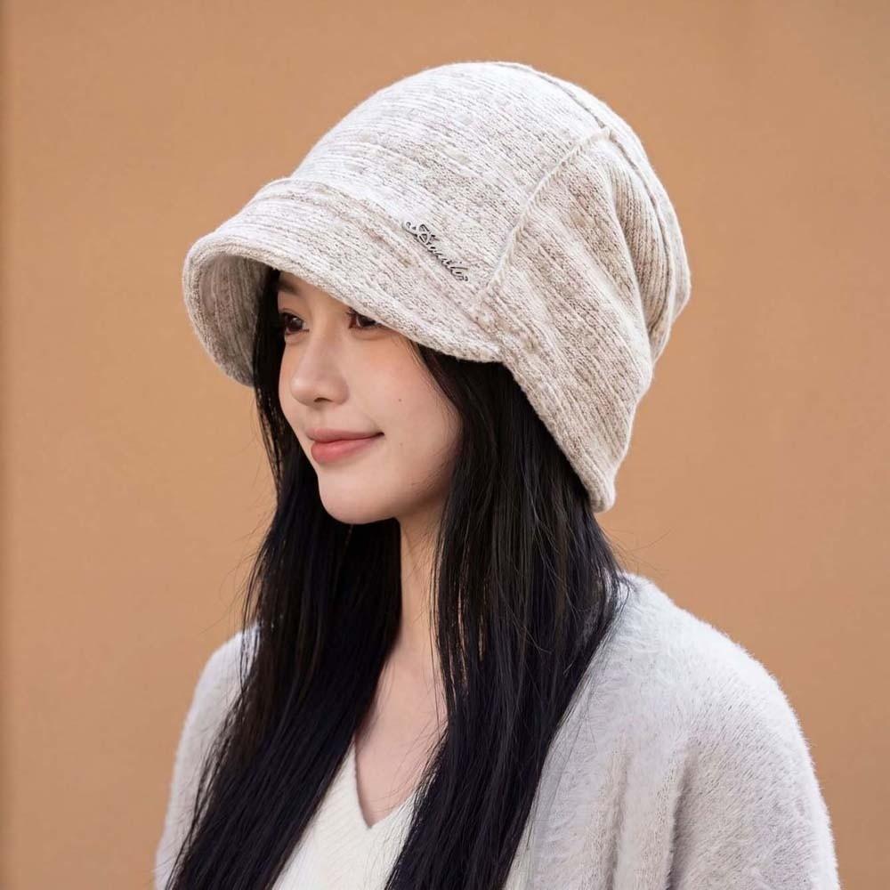 Warm Slouchy Beanie Thick Knit Pullover Hat Visor Bonnet Hat Winter Warm Cap Ladies