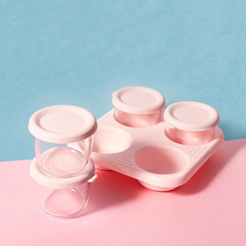 4Pcs 75ml Baby Infant Glass Breast Milk Freezer Microwave Complementary Food Storage Containers Fruit Snack Box Kids