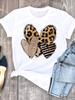 Summer Clothing Leopard Love Heart Sweet Fashion Women Tee Tshirts Casual Short Sleeve Regular FeUnisex Graphic T Shirt Clothes