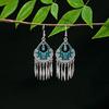Vintage Ethnic Miao Silver Alloy Teardrop Tassel Earrings