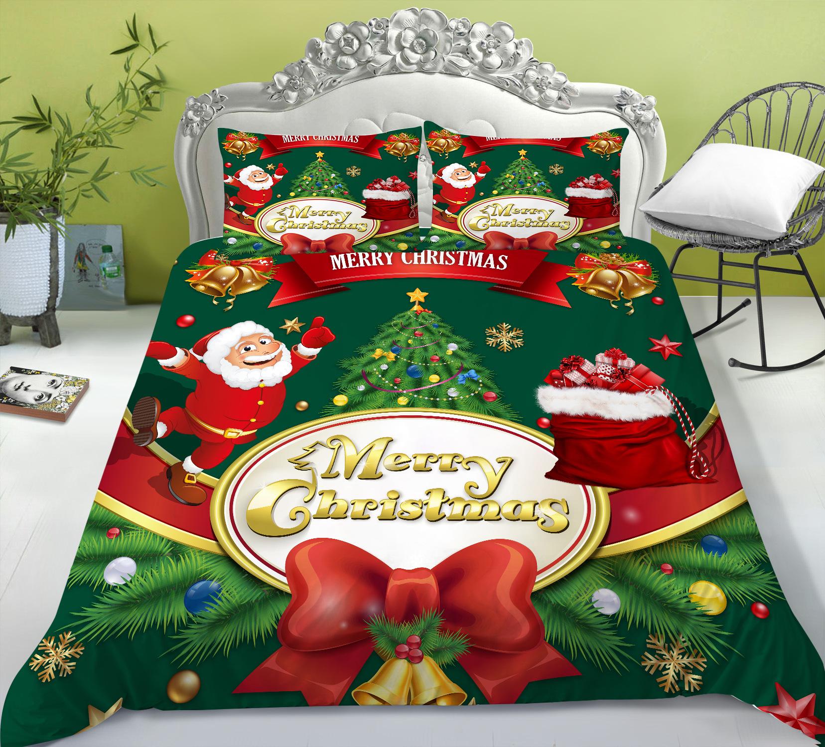 

Рождественское украшение Пододеяльник Наволочка Набор из двух или трех предметов Детский подарок Цифровая печать Полиэстер EU single 135*200