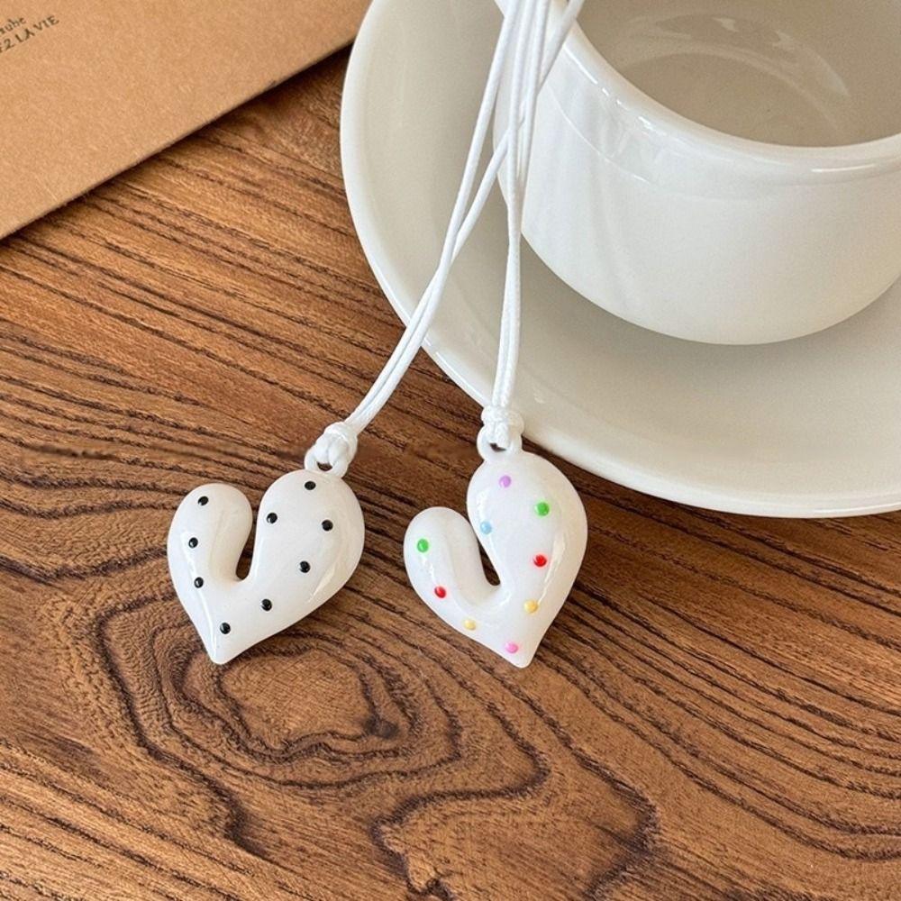 Bow Heart Pendant Necklace Irregular Sweater Chain Trendy Dopamine Color Necklace  Gifts