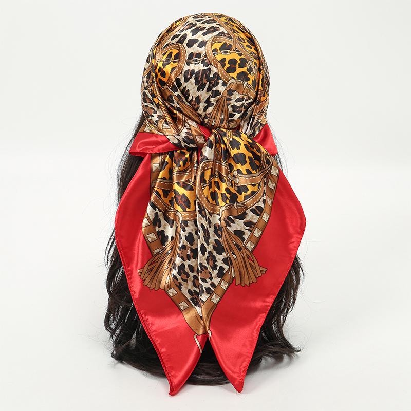 Fashion Silk Square Scarf for Women Hair Band Soft Neckerchief Vintage Hijab Flower Print Headscarf Female Pashmina Bandan