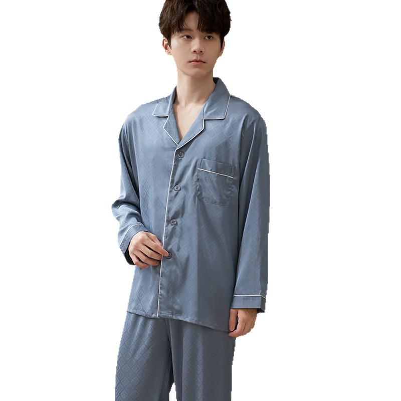 Pajamas men's spring and autumn ice silk long-sleeved men can wear high-end casual and comfortable silk loungewear suit large size
