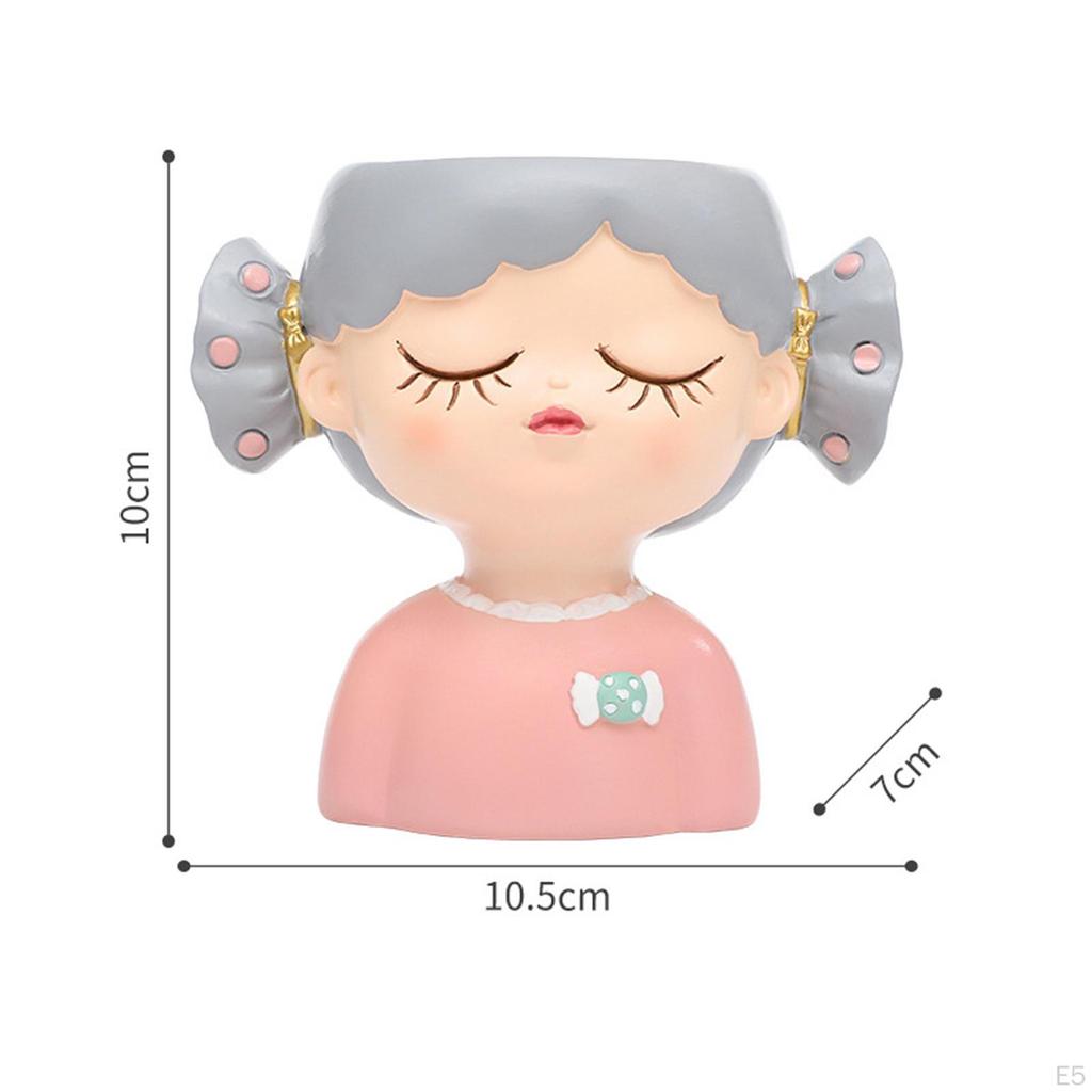 Decorative Flower Pot Featuring Resin Girl Figurine, Suitable for Office